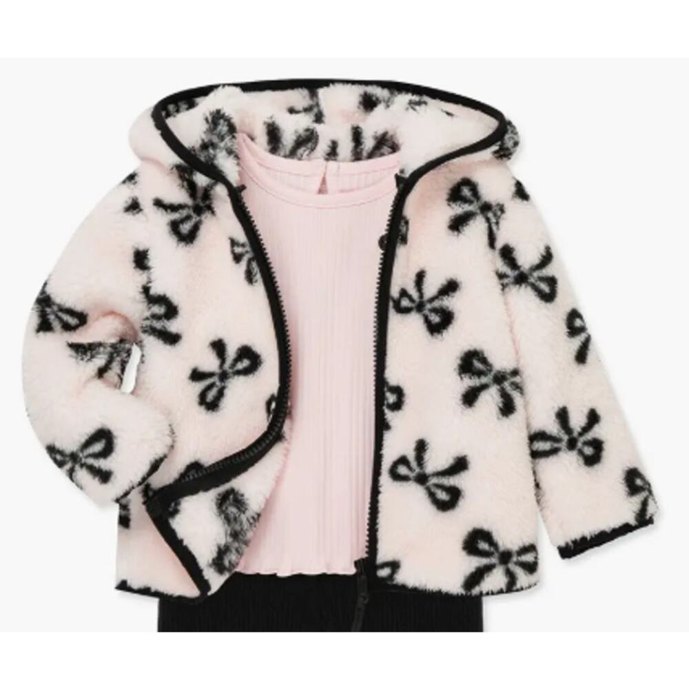 Little Me Bow Faux Shearling Jacket
